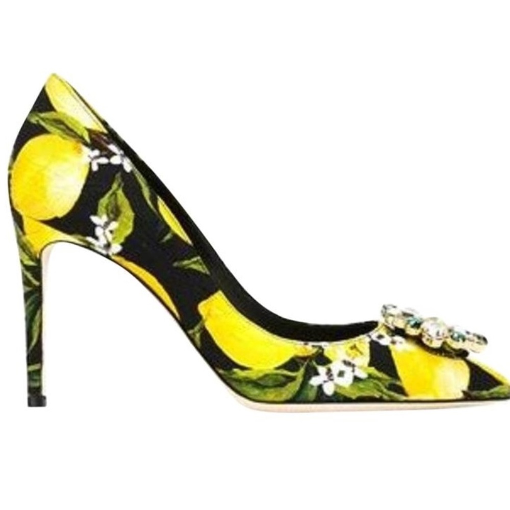 New Dolce & Gabbana Lemon Crystal Pumps 37.5